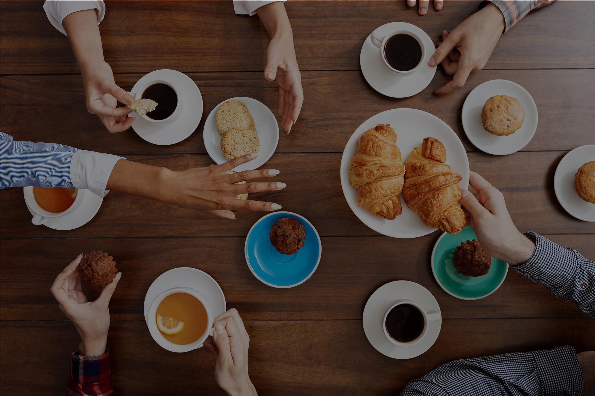 People eating and drinking